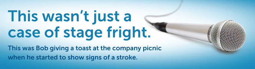 This wasn't just a case of stage fright.  This was Bob give a toat at the company picnic when he started to show signs of a stroke.